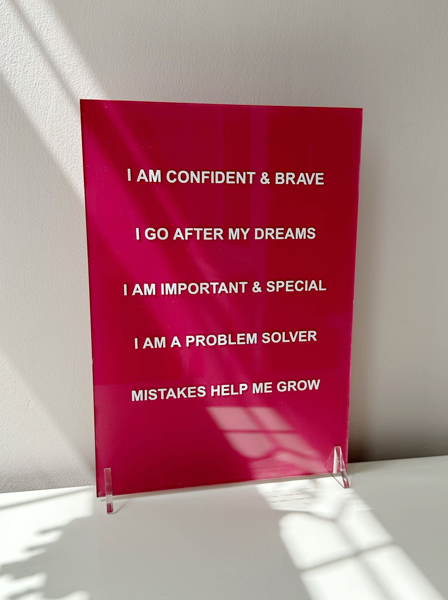 Affirmation - Raising a Child's Self  Esteem - A4 Acrylic Sign - Various Paint Options.