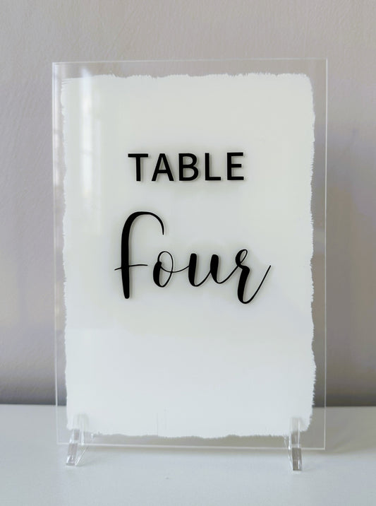 Rectangle A5 Acrylic Table Number - Various Paint options - Black lettering